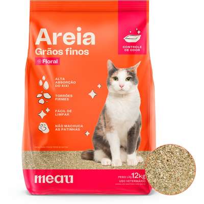 Areia Sanitária Meau Grãos Finos Perfume Floral para Gatos