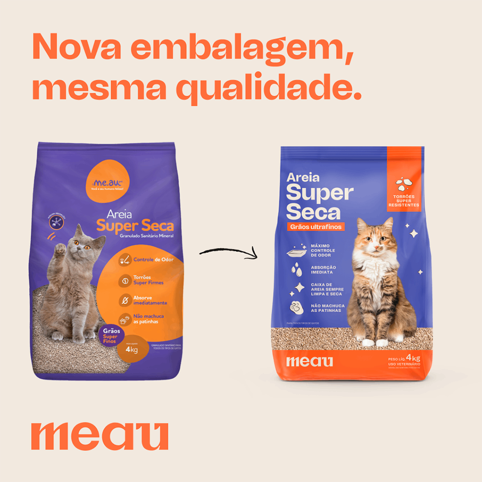 Areia Sanitária Mineral Meau Super Seca para Gatos - 4Kg