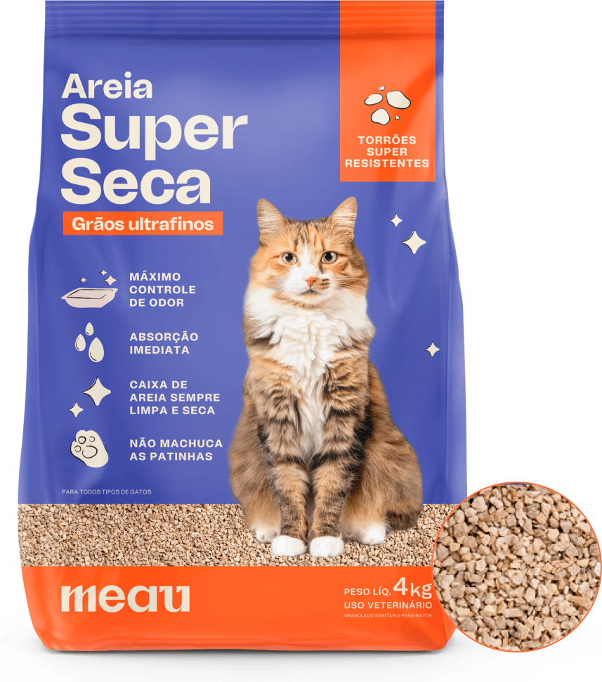 Areia Sanitária Mineral Meau Super Seca para Gatos - 4Kg