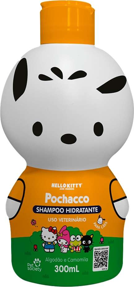 Shampoo Hidratante Pet Society Hello Kitty Pochacco Algodão e Camomila - 300 mL