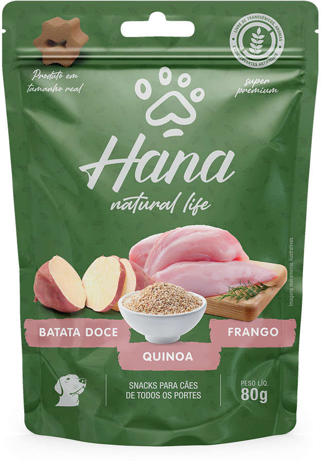 Petisco Hana Natural Life para Cães Sabor Frango, Batata Doce e Quinoa - 80 g