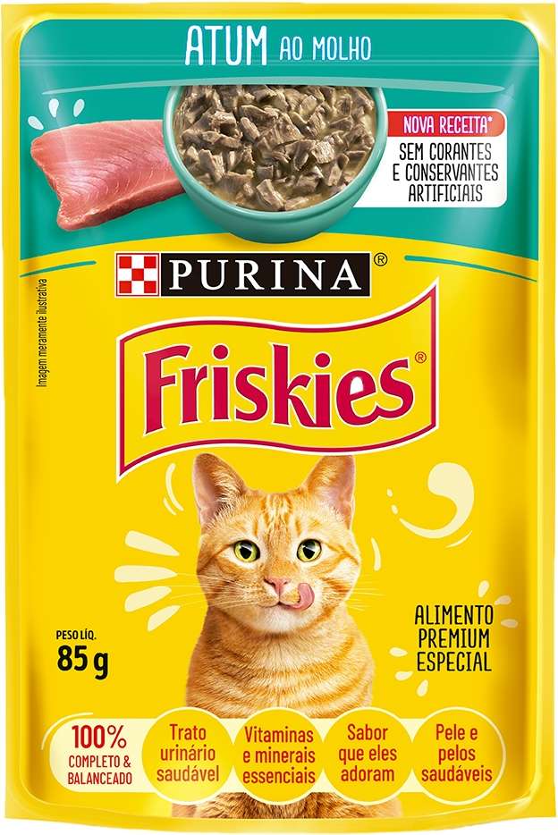 Ração Úmida Nestlé Purina Friskies Atum ao Molho para Gatos Adultos - 85 g
