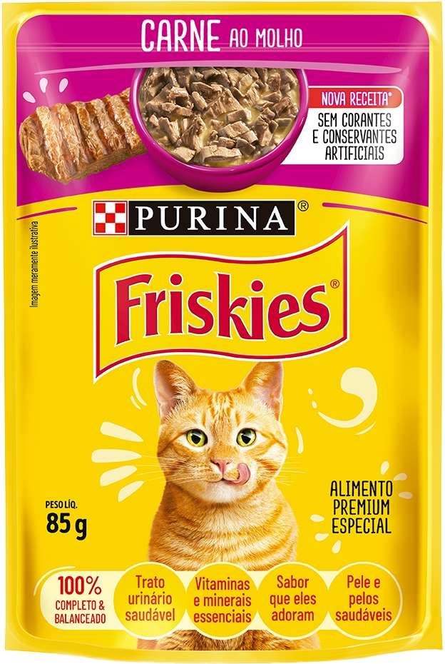 Ração Nestlé Purina Friskies Sachê Carne ao Molho para Gatos - 85 g
