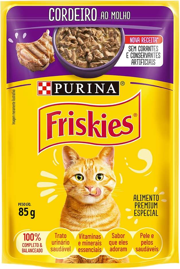 Ração Úmida Nestlé Purina Friskies Sachê Cordeiro ao Molho para Gatos - 85 g