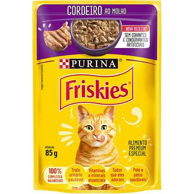 Ração Úmida Nestlé Purina Friskies Sachê Cordeiro ao Molho para Gatos