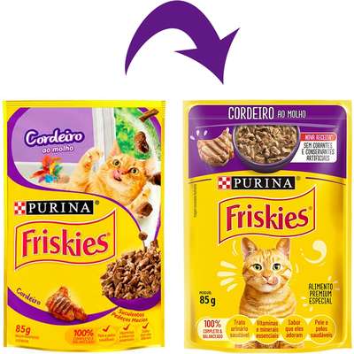 Ração Úmida Nestlé Purina Friskies Sachê Cordeiro ao Molho para Gatos