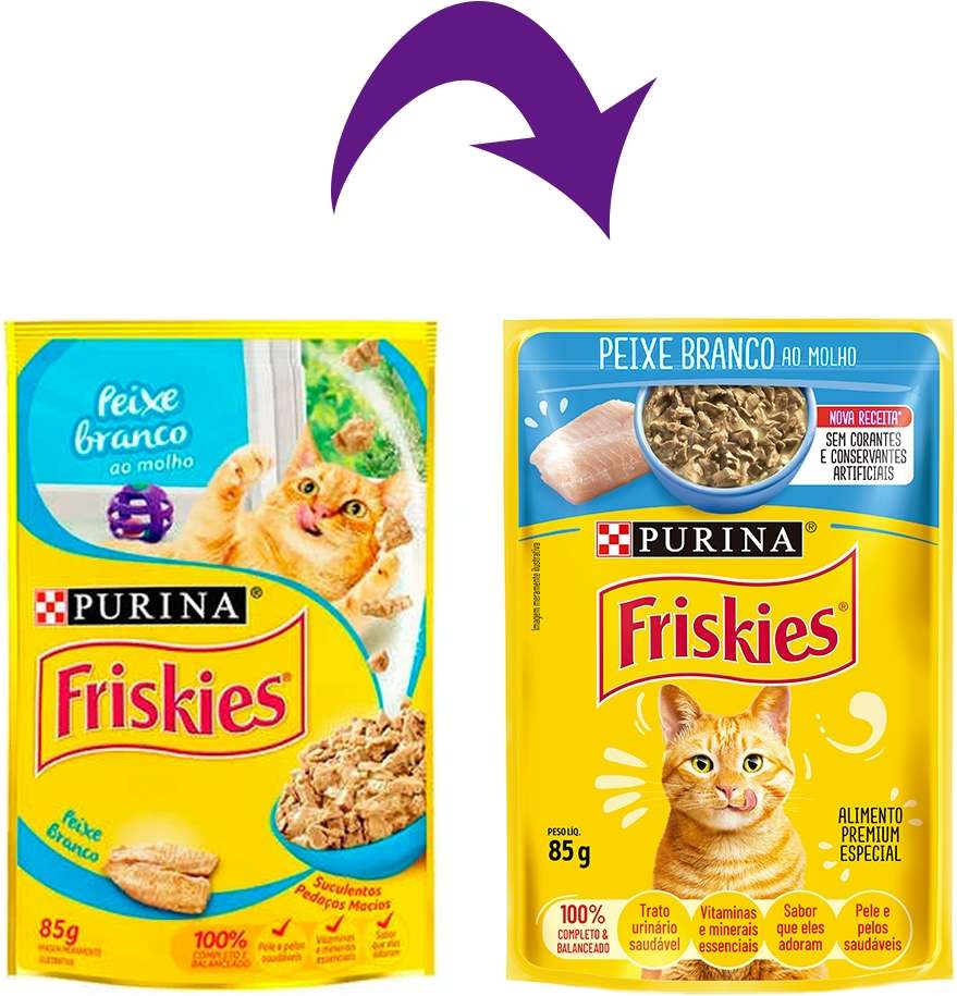 Ração Úmida Nestlé Purina Friskies Peixe Branco ao Molho para Gatos Adultos - 85 g