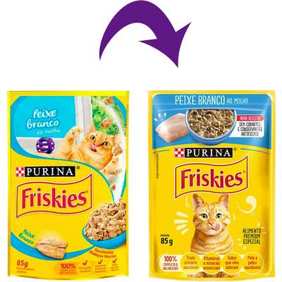 Ração Úmida Nestlé Purina Friskies Peixe Branco ao Molho para Gatos Adultos