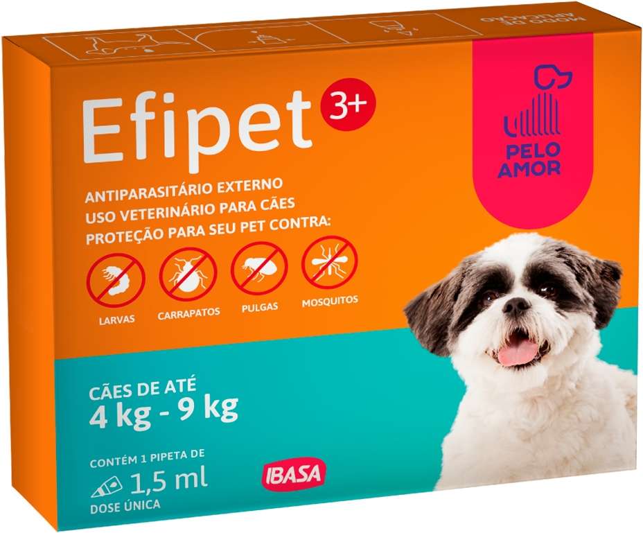 Antiparasitário Externo Ibasa Efipet para Cães de 4Kg á 9Kg - 1 Pipeta