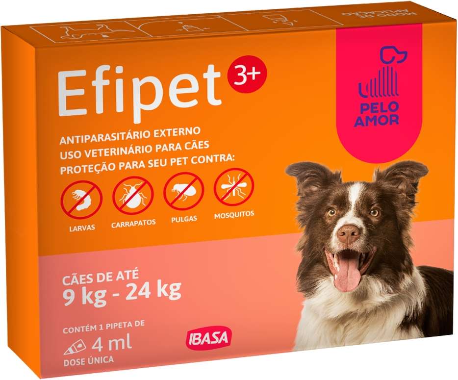 Antiparasitário Externo Ibasa Efipet para Cães de 9Kg á 24Kg - 1 Pipeta