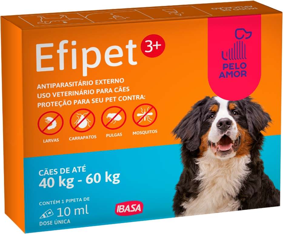 Antiparasitário Externo Ibasa Efipet para Cães de 40Kg á 60Kg - 1 Pipeta