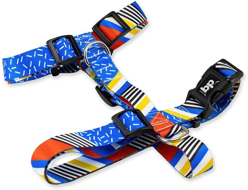 Kit Guia + Peitoral H Basic Pet Azul Stem para Cães - Tam. G