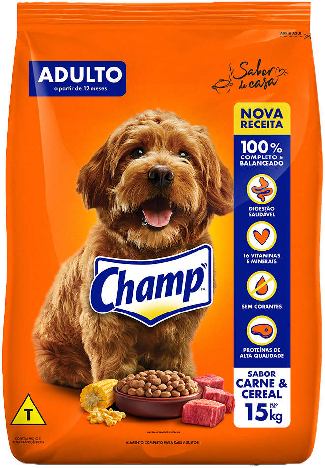 Ração Champ Carne e Cereais para Cães Adultos - 15Kg