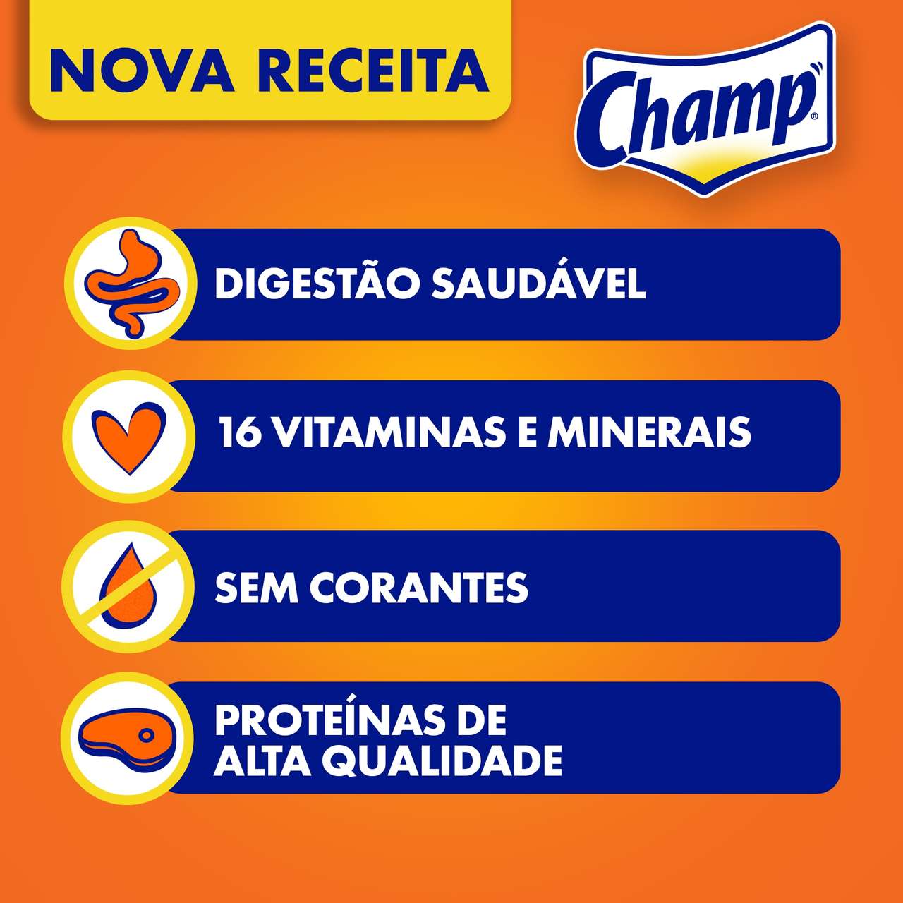 Ração Champ Carne e Cereais para Cães Adultos - 15Kg