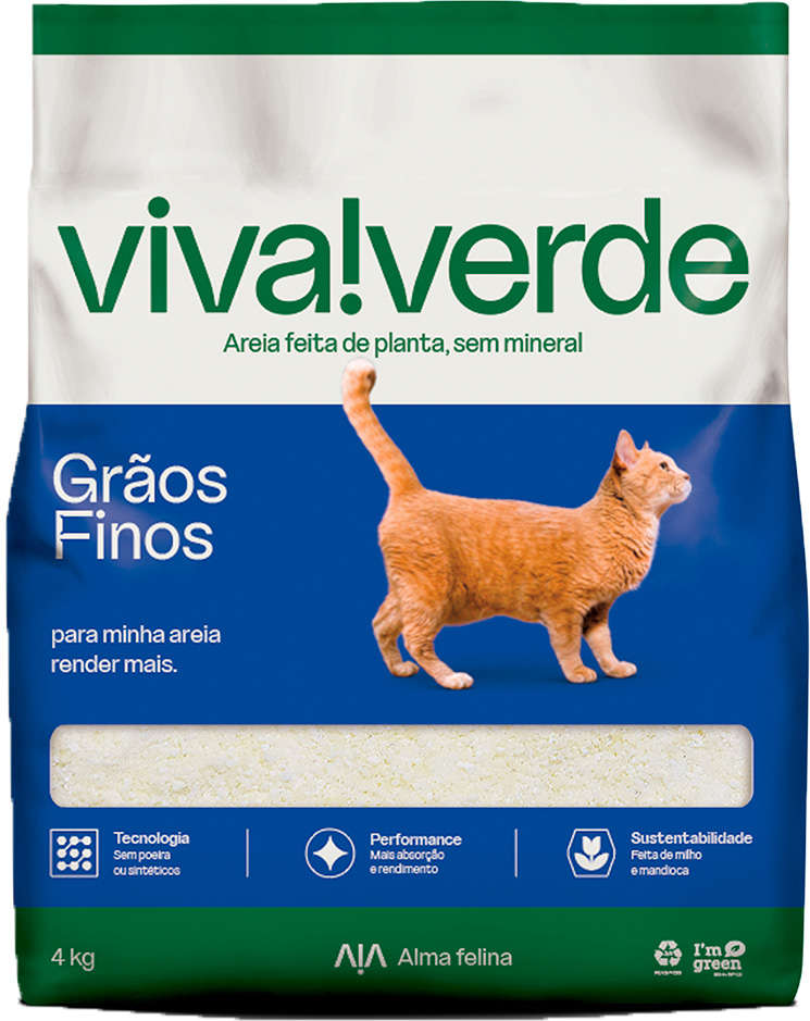 Areia Higiênica Viva Verde Grãos Finos para Gatos - 4Kg