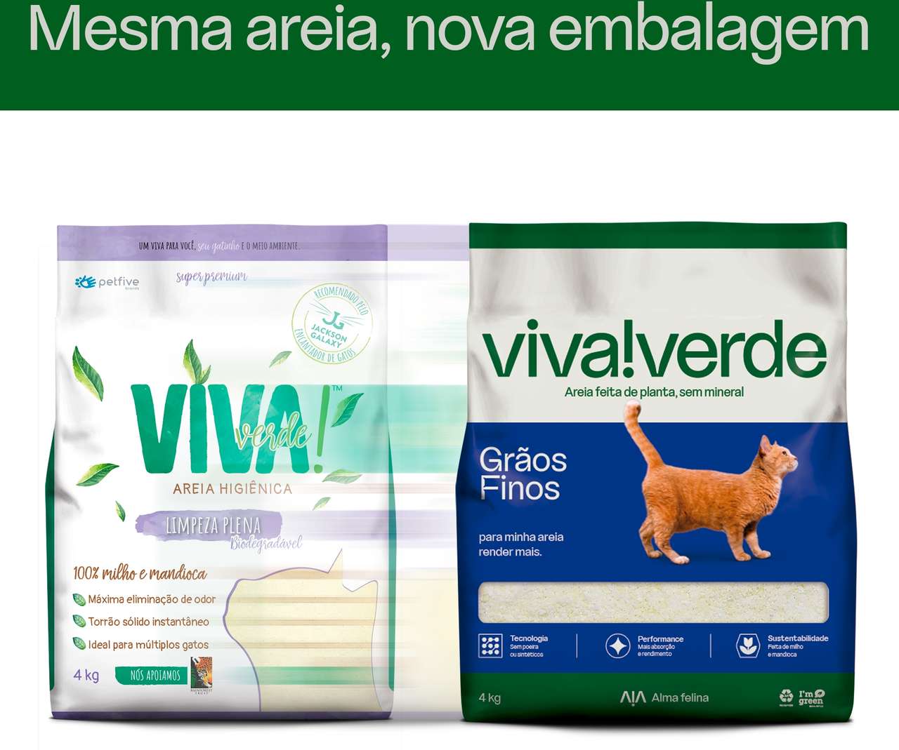 Areia Higiênica Viva Verde Grãos Finos para Gatos - 4Kg