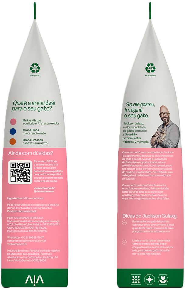 Areia Higiênica Viva Verde Grãos Mistos para Gatos - 10Kg