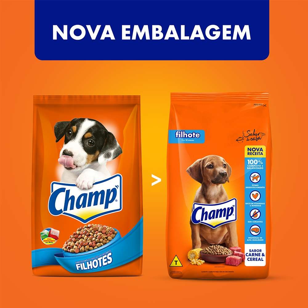 Ração Champ Carne e Cereal Para Cães Filhotes - 900 g