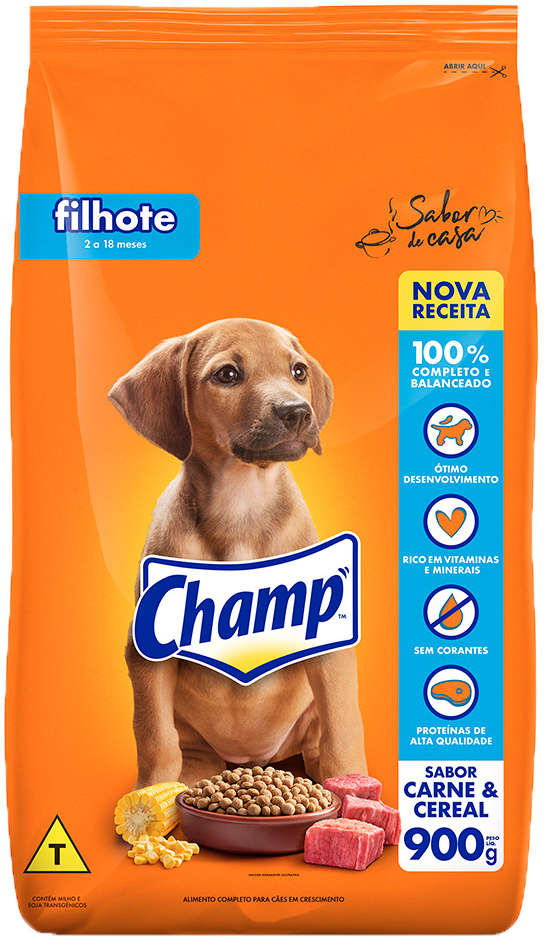 Ração Champ Carne e Cereal Para Cães Filhotes - 900 g