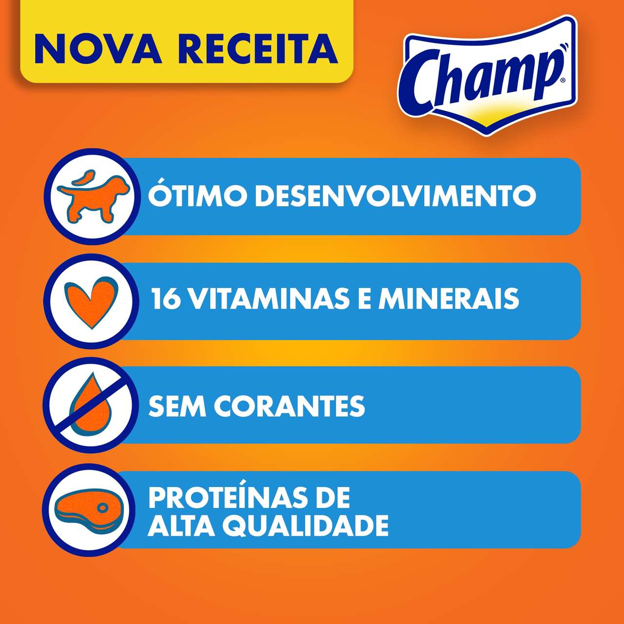 Ração Champ Carne e Cereal Para Cães Filhotes - 900 g