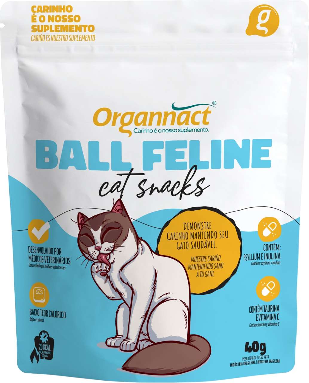 Suplemento Organnact Ball Feline Cat Snacks - 40 g