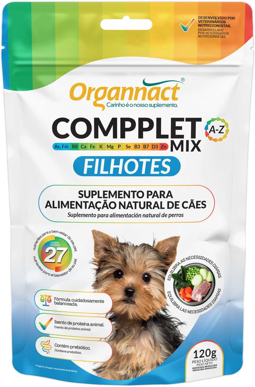 Suplemento Vitamínico Organnact Compplet Mix para Cães Filhotes - 120 g