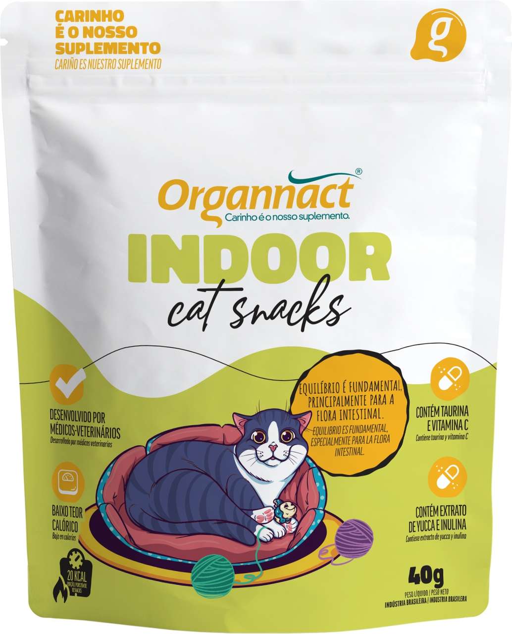 Suplemento Organnact Indoor Cat Snacks - 40 g