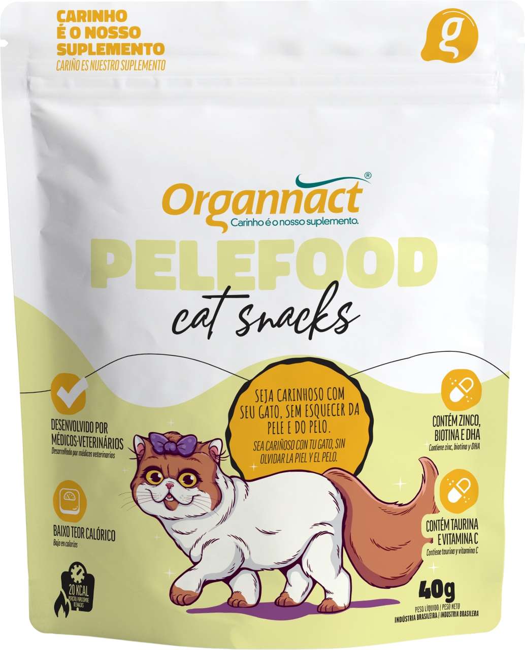 Suplemento Organnact Pelefood Cat Snacks - 40 g