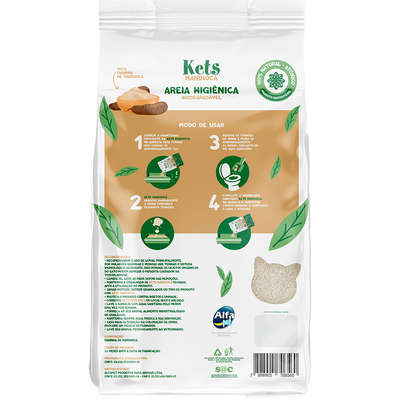 Areia Higiênica Kets Biodegradável Extrato de Mandioca