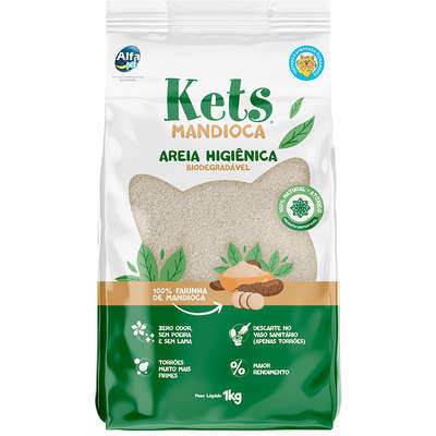Areia Higiênica Kets Biodegradável Extrato de Mandioca