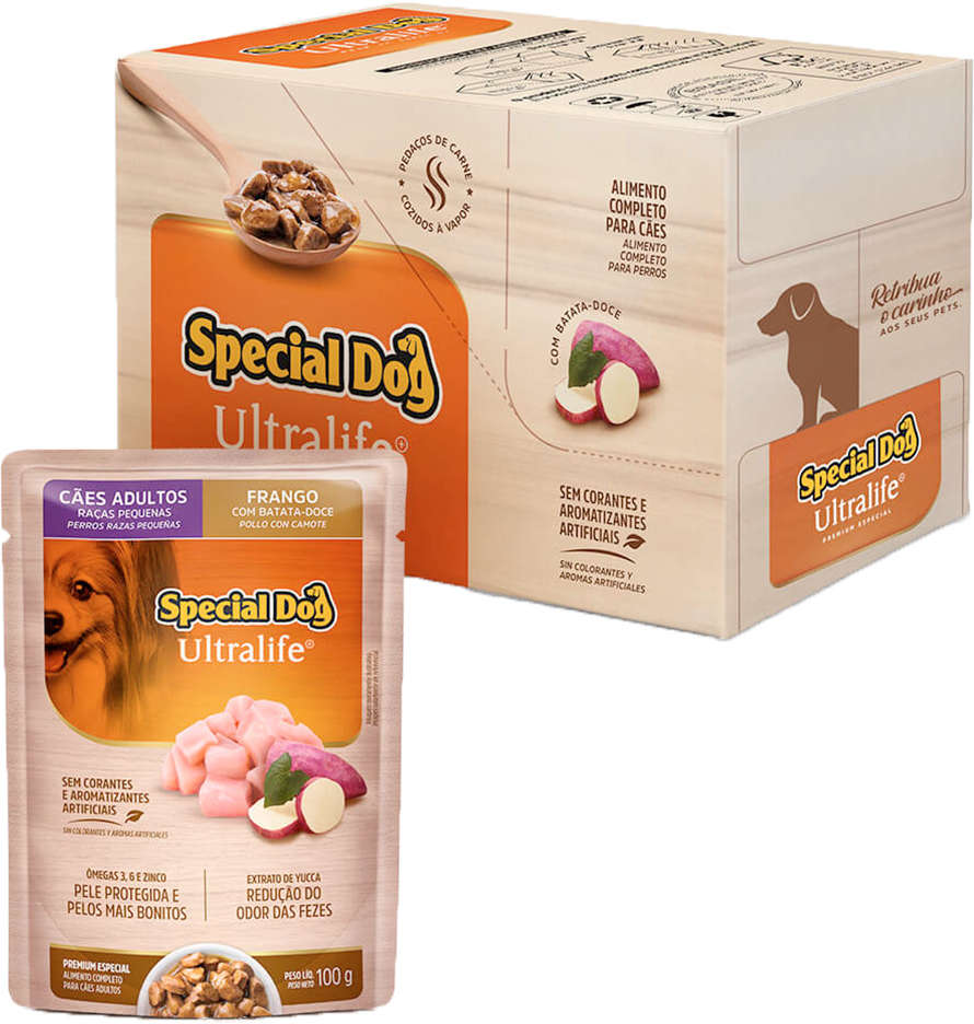 Kit Ração Úmida Special Dog Sachê Frango para Cães Raças Pequenas - 12 Unidades