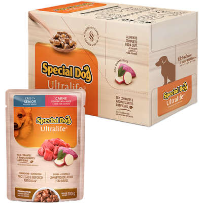 Ração Úmida Special Dog Sachê Carne para Cães Sênior