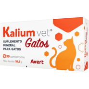 Suplemento Mineral Avert Kalium Vet 200 mg para Gatos - 30 Comprimidos