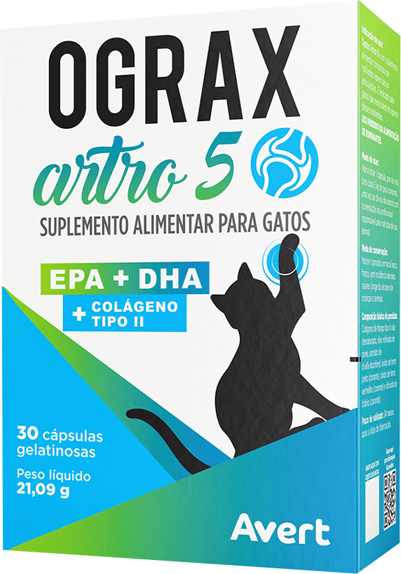 Suplemento Alimentar Avert Ograx Artro 5 para Gatos - 30 Cápsulas