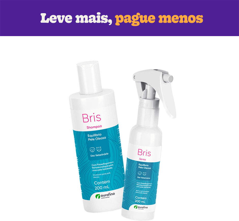 Kit Ouro Fino Pet Shampoo e Condicionador Spray Bris Equilibrío Pele Oleosa para Cães e Gatos - KIT