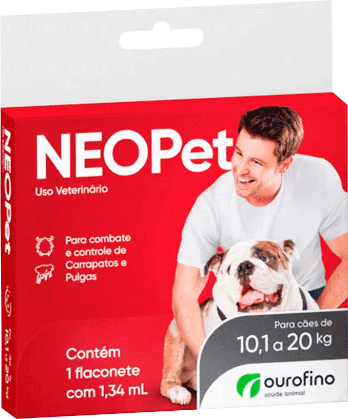 Antipulgas e Carrapatos Neopet 167,5 mg para Cães de 10,1 a 20Kg - 3 Pipetas