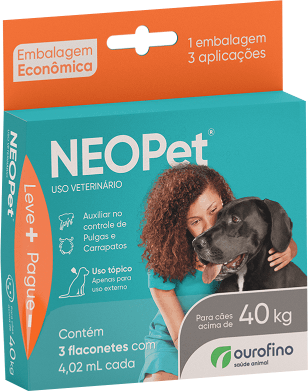 Antipulgas e Carrapatos Ourofino Neopet 4,02 mL para Cães acima de 40Kg - 3 Pipetas