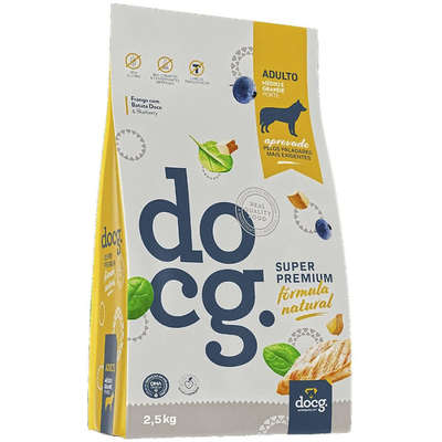 Ração Seca Doc.g Super Premium Fórmula Natural Frango com Batata Doce para Cães Porte Médio e Grande - 2,5 Kg
