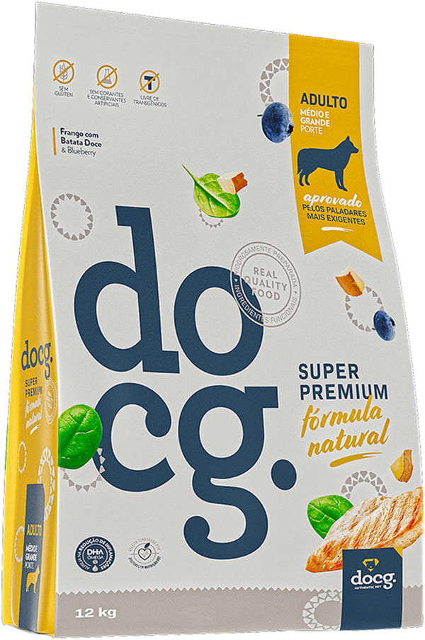 Ração Seca docg. Frango com Batata Doce para Cães Adultos Médio e Grande Porte - 12Kg