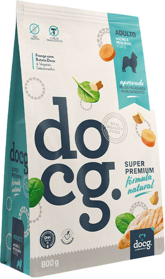 Ração Seca Doc.g Super Premium Fórmula Natural Frango com Batata Doce para Cães Porte Micro e Pequeno - 800 g