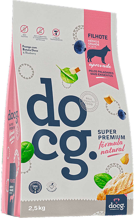 Ração Seca docg. Frango com Batata Doce para Cães Filhotes Médio e Grande Porte - 2,5Kg