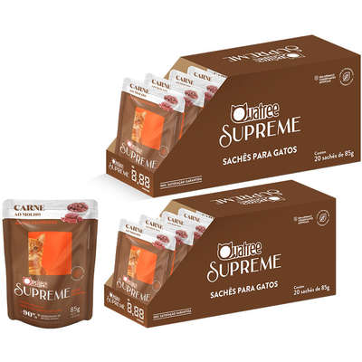 Kit Ração Úmida Quatree Supreme Carne para Gatos Castrados - 40 Unidades
