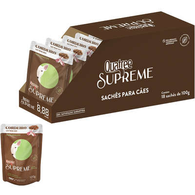 Kit Ração Úmida Quatree Supreme Cordeiro para Cães Adultos - 36 Unidades
