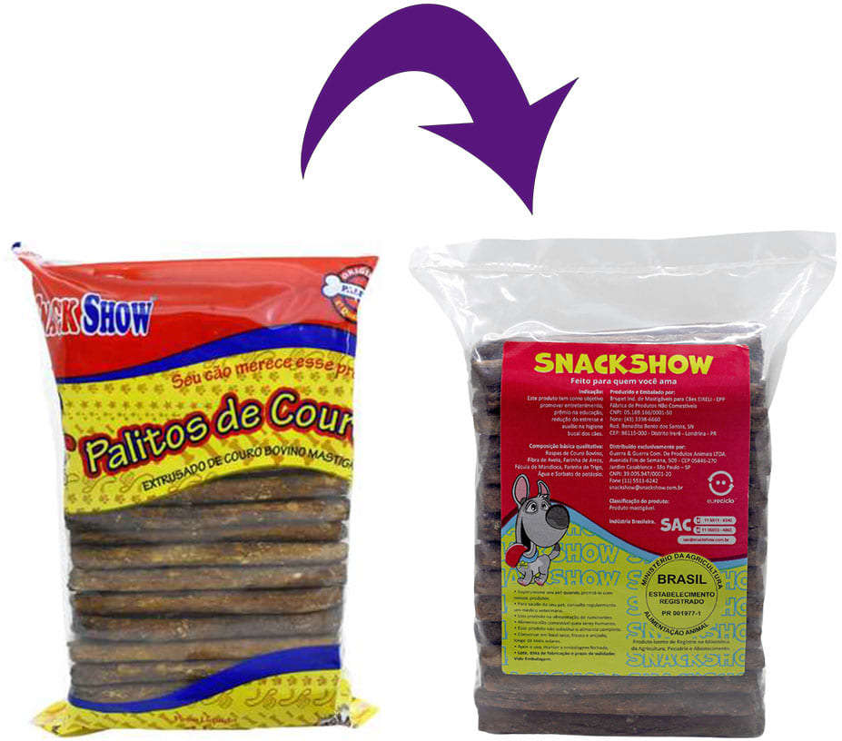 Palito de Couro Snack Show Kr 105 Carne - 1Kg