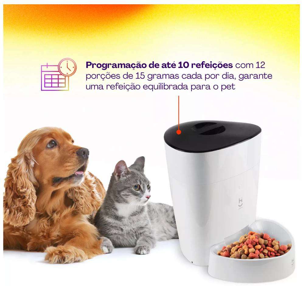 Alimentador Automático Inteligente Geonav Wi-fi para Cães Pequenos e Gatos - Tam. Único
