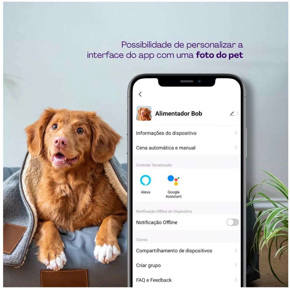 Alimentador Automático Inteligente Geonav Wi-fi para Cães Pequenos e Gatos - Tam. Único