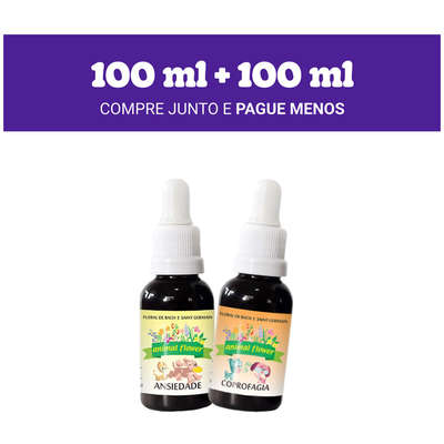 Kit Animal Flower Gotas Coprofagia 100 mL e Gotas Ansiedade 100 mL - KIT
