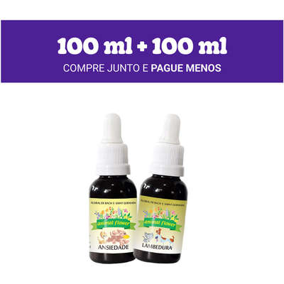 Kit Animal Flower Gotas Ansiedade 100 mL e Gotas Lambedura 100 mL - KIT

