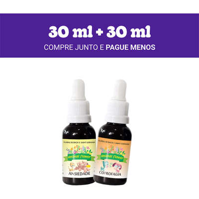 Kit Animal Flower Gotas Coprofagia 30 mL e Gotas Ansiedade 30 mL - KIT
