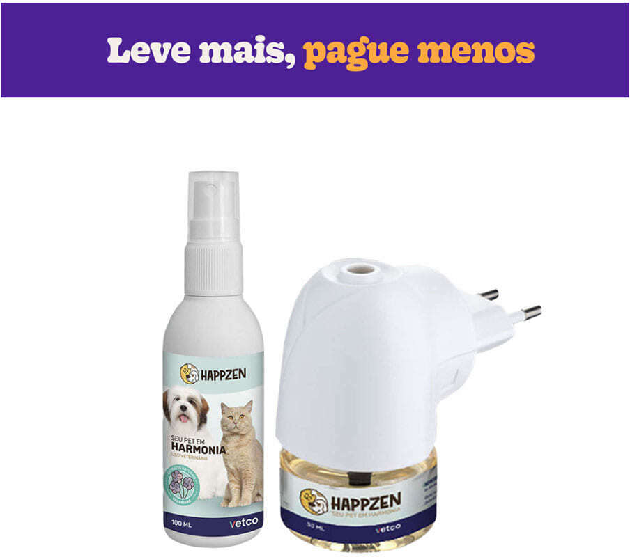 Kit Happzen Vetco Combo Difusor Elétrico + Refil de 30 mL e Vetco Spray 100 mL - KIT